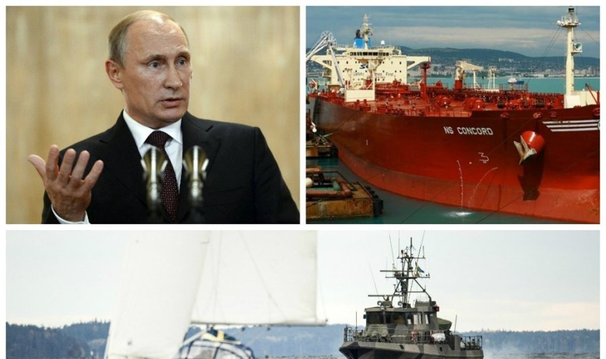 Vladimiras Putinas ir jo aplinka siejami su tanklaiviu "NS Concord", keliančiu daug įtarimų Švedijos tarnyboms (Reuters/Scanpix, marinetraffic.com nuotr.)