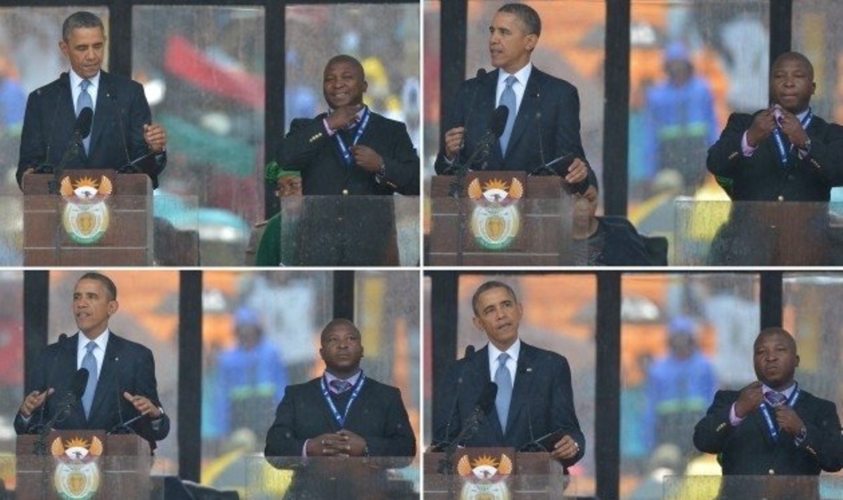 N. Mandelai skirtos ceremonijos vertėjas į gestų kalbą buvo apsimetėlis  