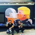 Trump and Putin embrace in passionate kiss in Lithuanian designer's street art