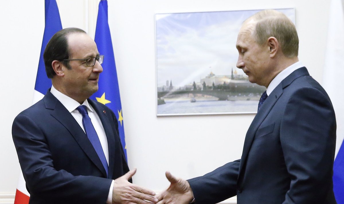 Francois Hollande'as ir Vladimiras Putinas