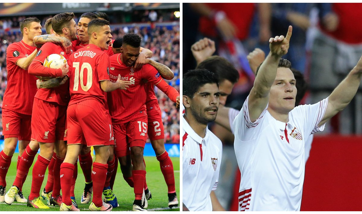  "Liverpool" ir "Sevilla" futbolininkai  (AP/AFP/Reuters)