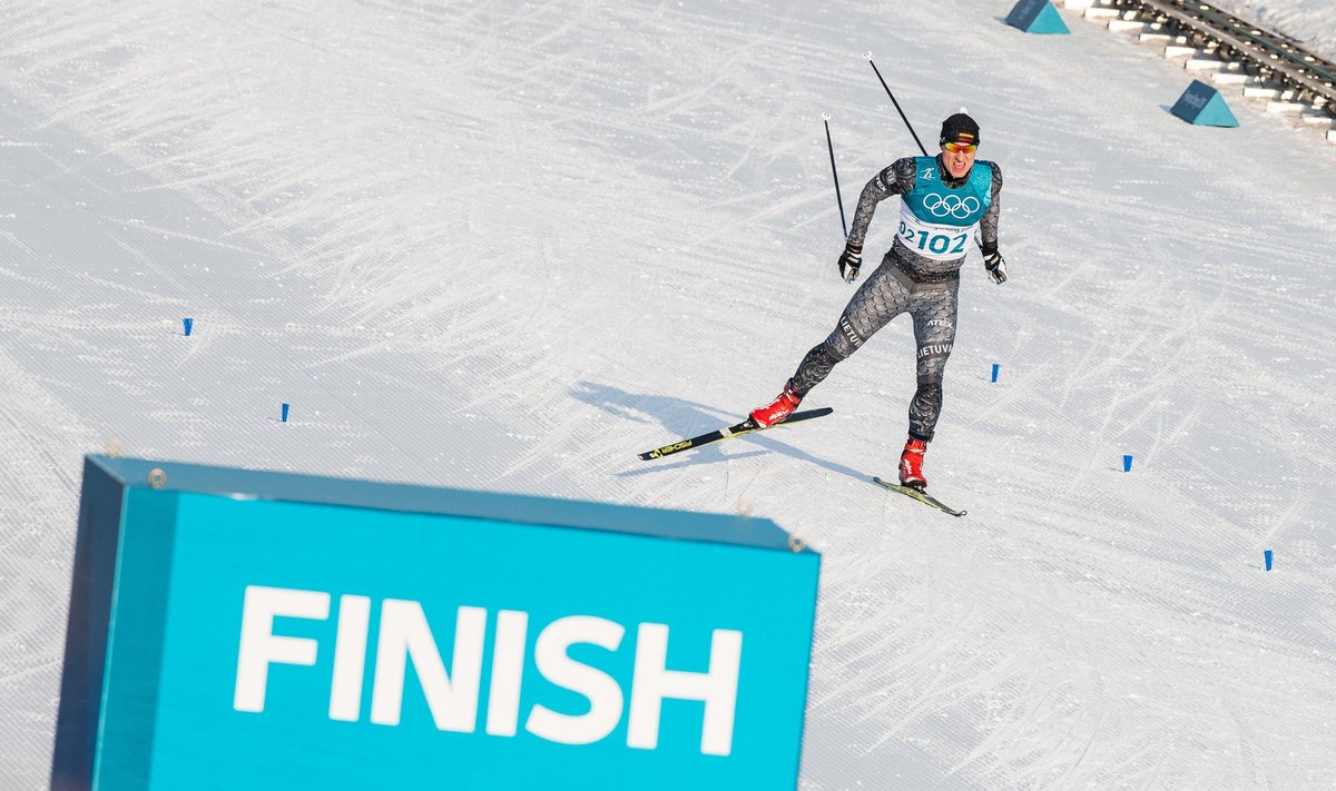 Pjongčango olimpiada: slidinėjimas, 15 km lenktynės laisvuoju stiliumi – Mantas Strolia ir Modestas Vaičiulis