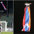 Azerbaidžaniečiams užvirė kraujas: į stadioną atskridusi vėliava sustabdė Europos lygos mačą