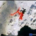 Palydovinėje nuotraukoje užfiksuotas įspūdingas vaizdas – įšalusioje žemėje į paviršių išsiveržusi lava