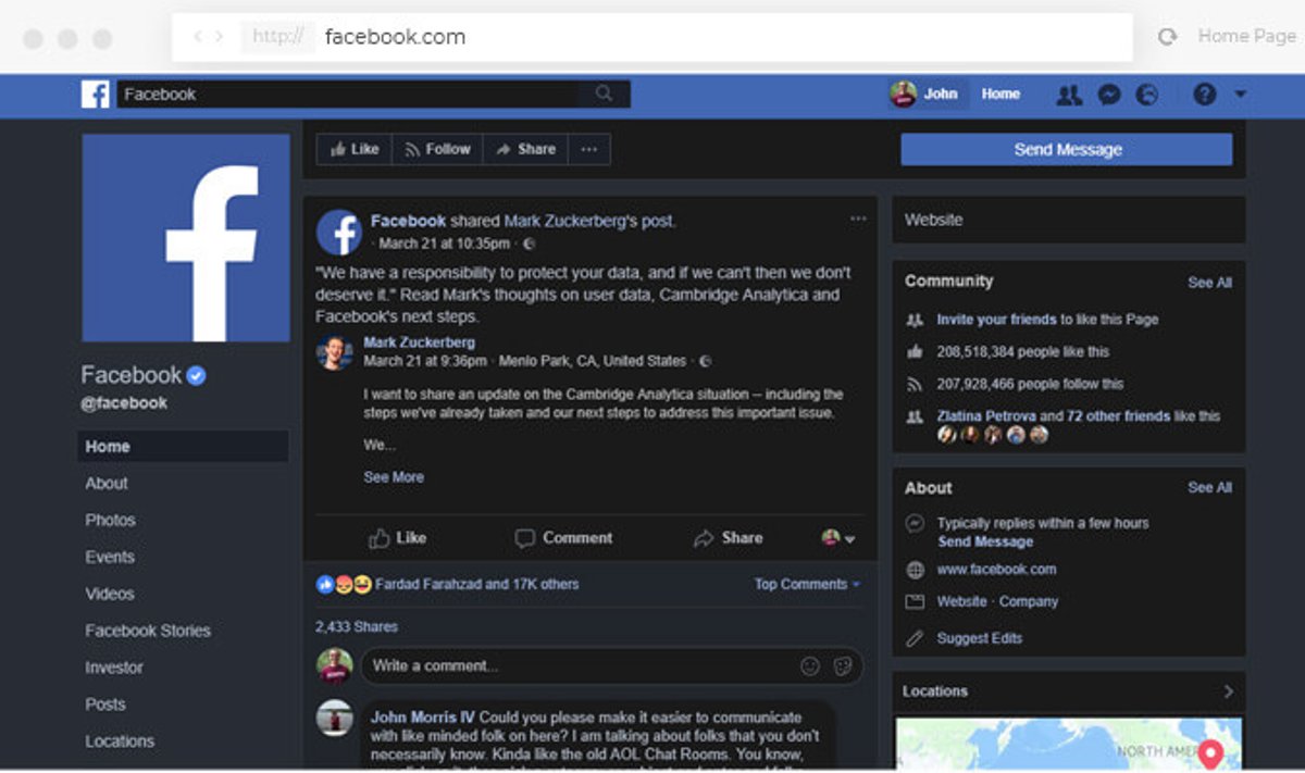 Kaip aktyvuoti „Facebook“ ir kitų svetainių tamsųjį rėžimą „Chrome“