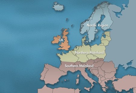 WSI naudojamos Europos suskirstymas