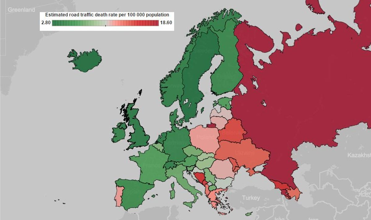 Wypadki na drogach Europy. Źródło: Radio Free Europe