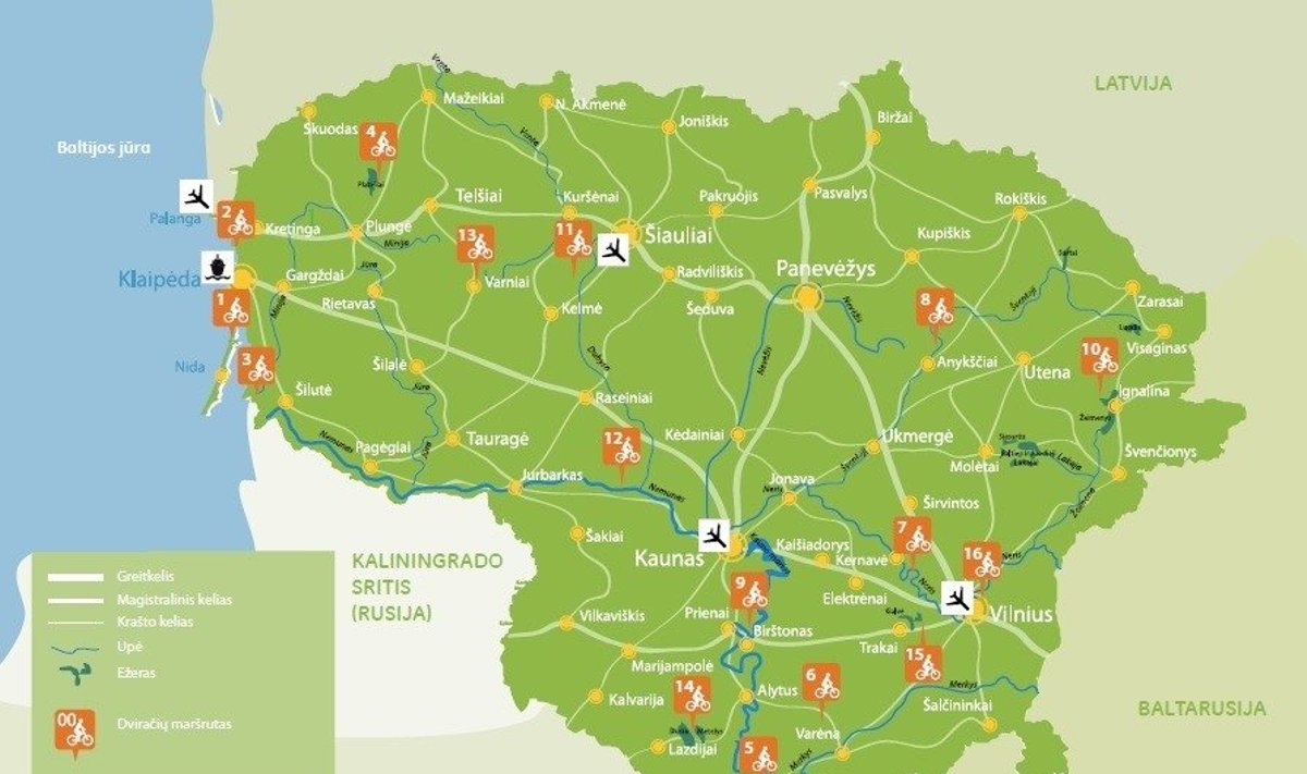 Dviračių trasų žemėlapis/ VTD iliustr.