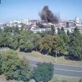 Rusai vėl bombarduoja Charkivą: užfiksuotas raketos sprogimo momentas