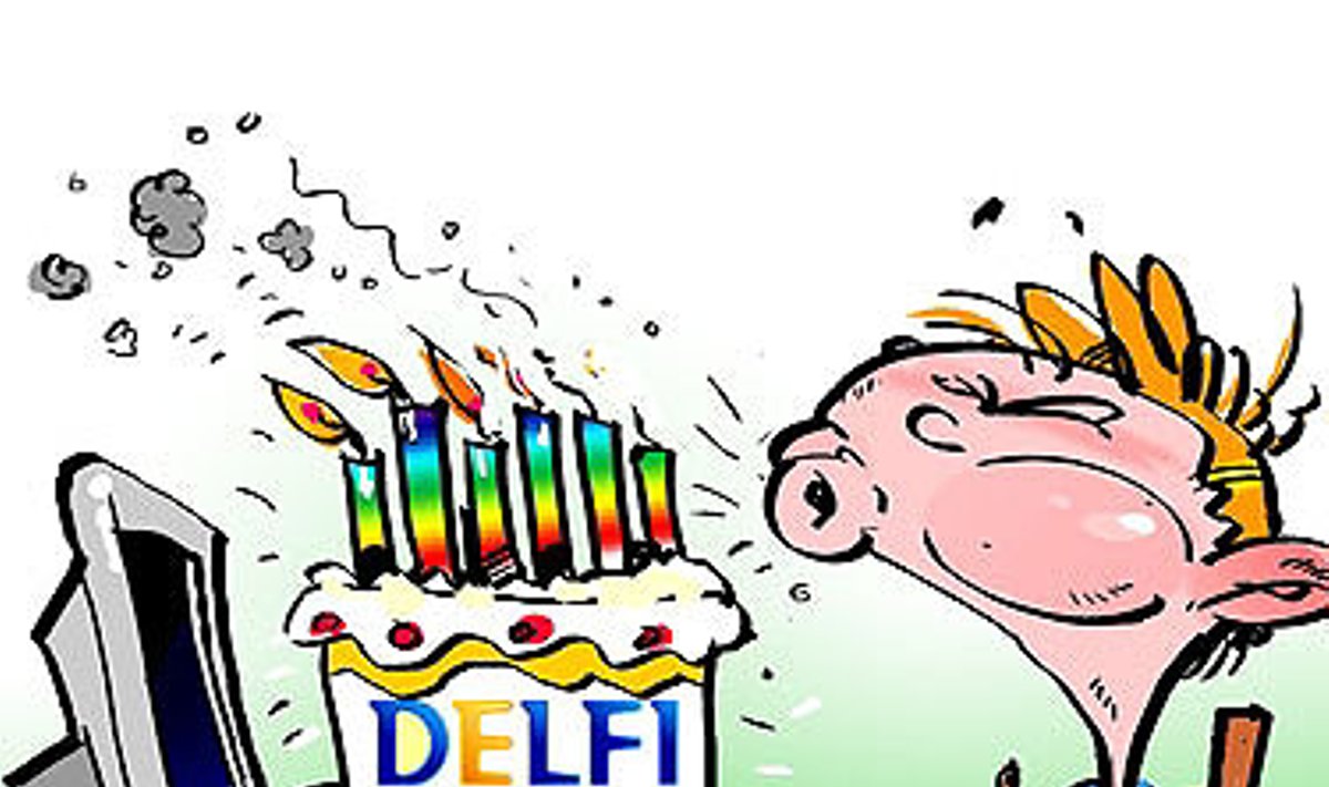 Šeštasis DELFI gimtadienis - karikatūra