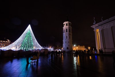 Vilnius, 2016 m. lapkričio 26 d. (ELTA). Sostinėje įžiebta pagrindinė Kalėdų eglė. Martyno Ambrazo (ELTA) nuotr.
