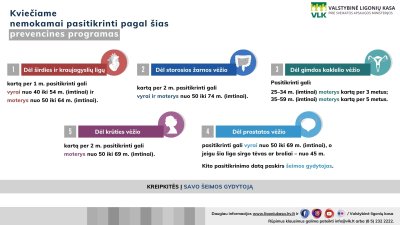 Galimybė nemokamai pasitikrinti pagalprevencines programas. 