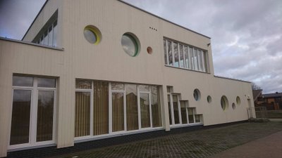 Projektas „Šiaulių r. Ginkūnų lopšelio-darželio plėtra“ – pastatytas lopšelio-darželio priestatas (I. Navickaitės foto)
