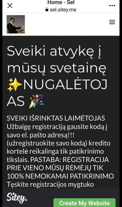 Egidijus Dragūnas, sukčių sukurtas puslapis