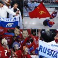 Rusai nepasiduoda: tribūnose – ir Putino atvaizdai, ir SSRS vėliavos, ir šūkiai iš širdies