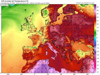Europą svilina karščio banga. tropicaltidbits.com iliustr.
