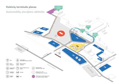 Vilniaus oro uoste nuo 2024 metų parkavimo ir eismo schema