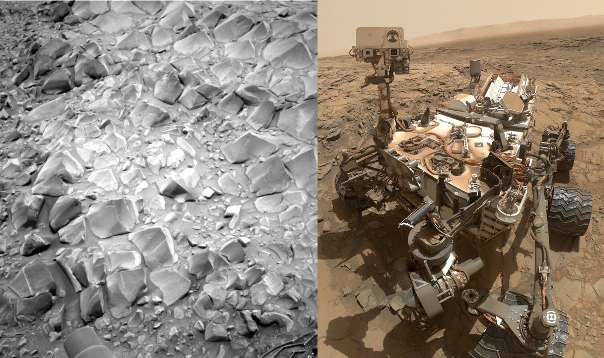 Marsaeigis Curiosity tyrinėja Marsą. Naujausioje nuotaukoje įamžintas Gale krateris ir itin grublėtas jos reljefas.