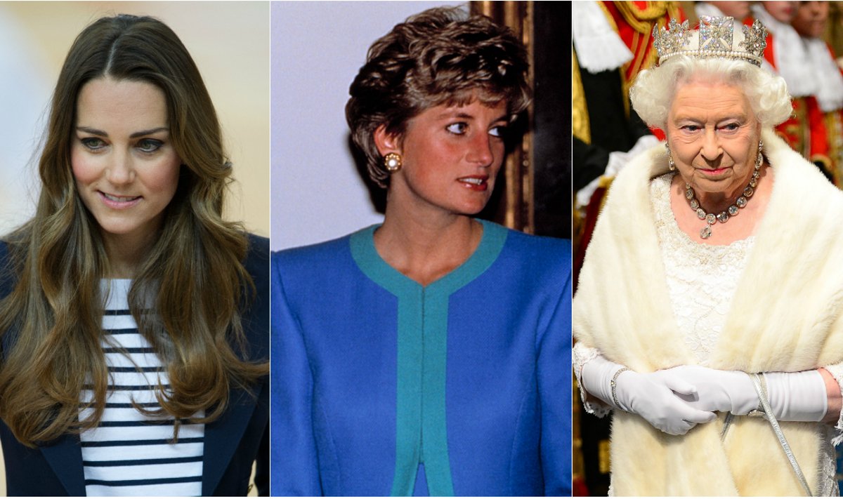 Kate Middleton, princesė Diana ir karalienė Elžbieta II