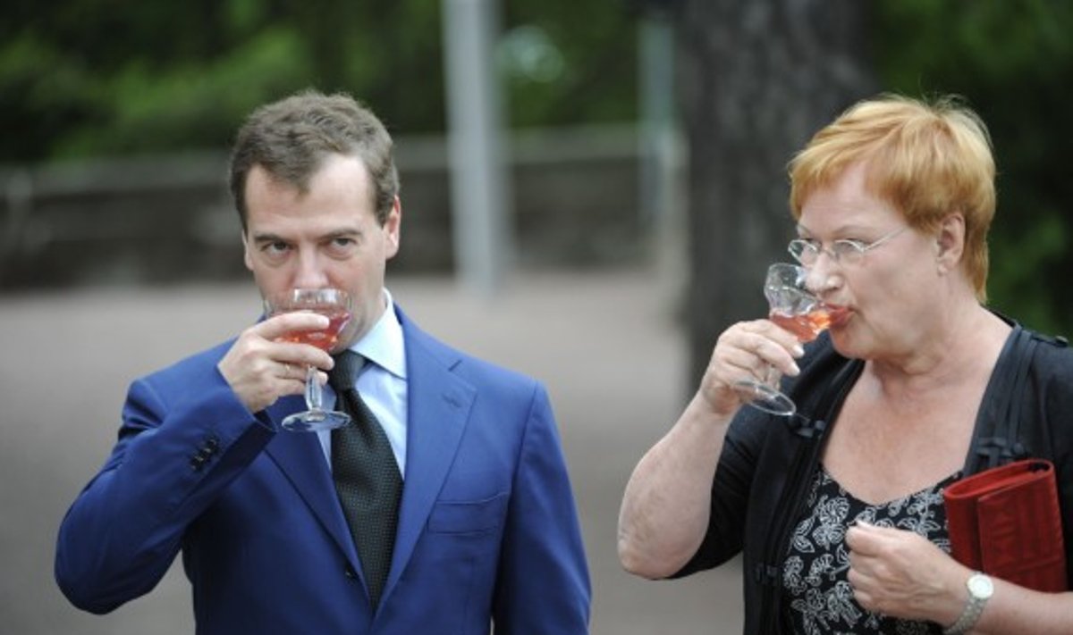 Dmitrijus Medvedevas ir Tarja Halonen