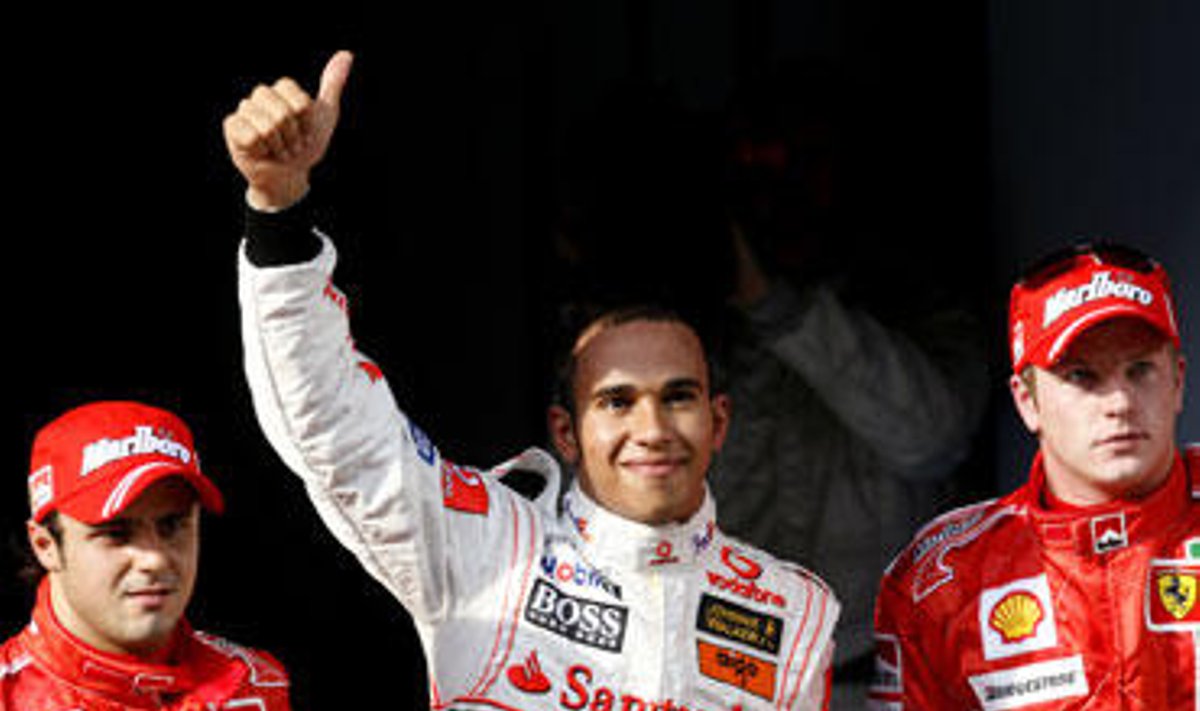 Felipe Massa, Lewis Hamilton ir Kimi Raikkonen 