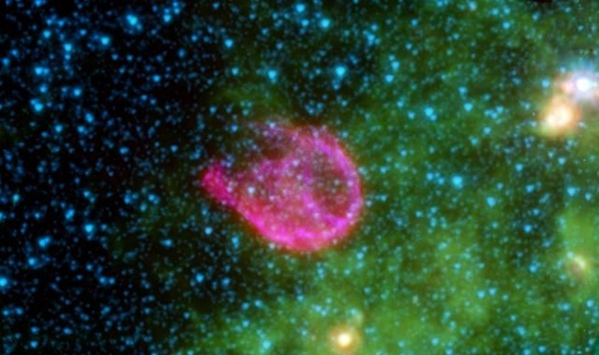 Teoriniai modeliai prognozuoja, kad izotopas gali formuotis ir supernovose, ir neutroninių žvaigždžių susijungimų metu. / NASA / JPL-Caltech / Harvard-Smithsonian CfA nuotr.