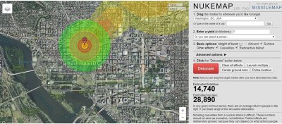 Vienos kilotonos galios branduolinio užtaiso sprogimo pasekmės Vašingtone