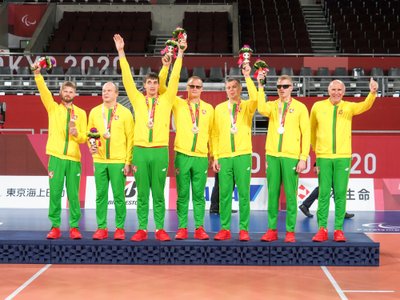 Tokijo paralimpinių žaidynių golbolo apdovanojimo ceremonija / FOTO: Dainius Ožalas/LPAK