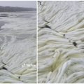 Klaipėdoje užfiksavo įspūdingą Arkčiai būdingą reiškinį: ledas ant vandens „susiraukšlėjo“