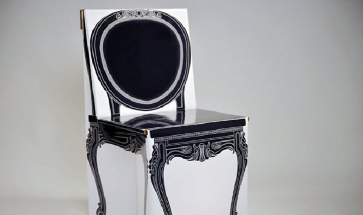 Viktorijos laikų kėdė iš perdirbto kartono (Dizaino namų „Hyphen“ nuotr.)