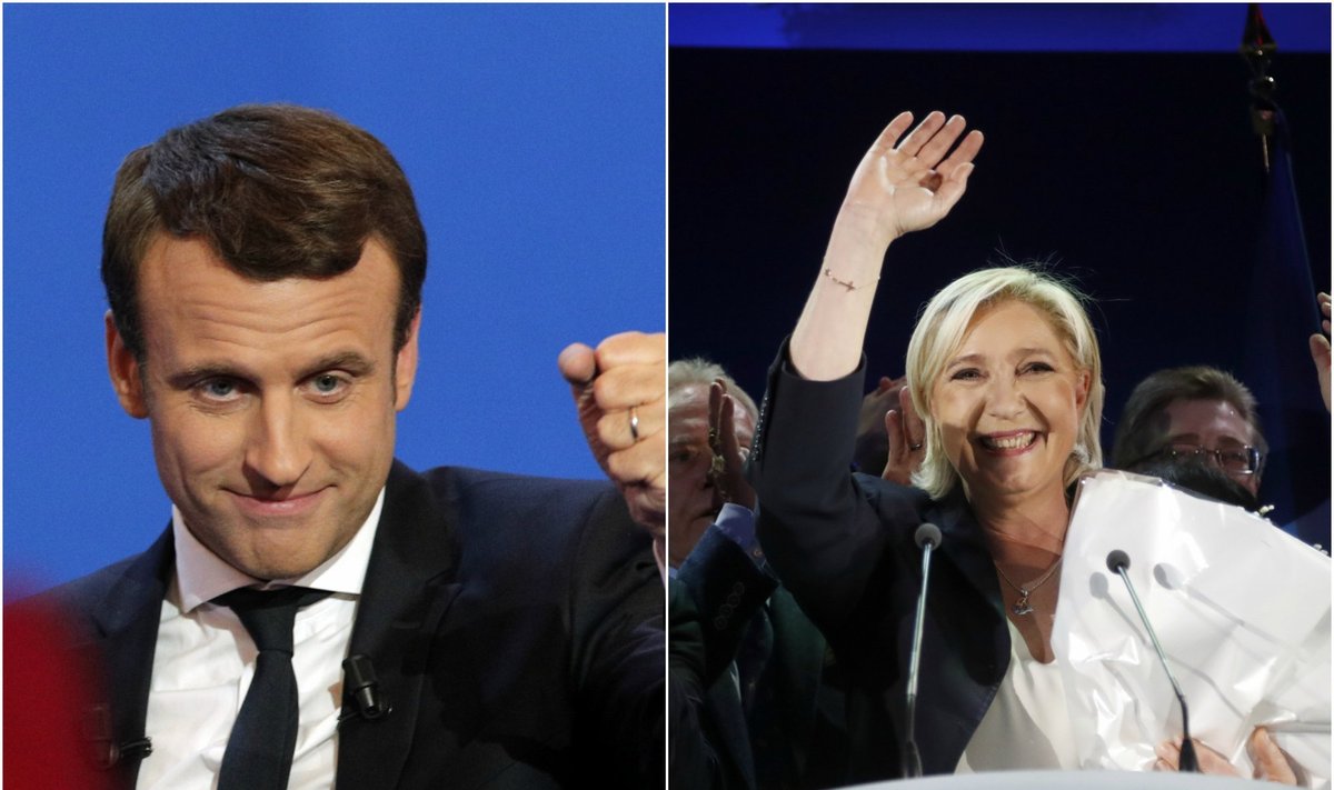 E. Macronas ir M. Le Pen