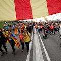 Katalonijoje vyksta visuotinis streikas, žygeiviams artėjant prie Barselonos