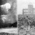 Hirošimoje rasta reta į dvi dalis pasidalijusio atominio sprogimo debesies nuotrauka