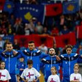 Kosovo futbolo rinktinė su savo vėliava pergalingai debiutavo draugiškame mače