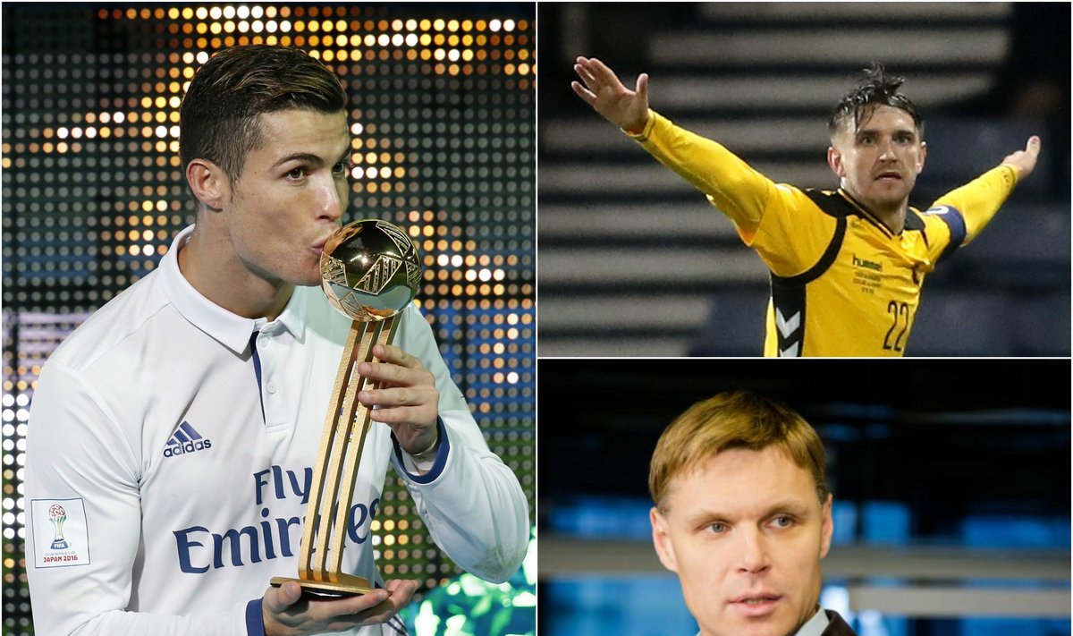 Cristiano Ronaldo, Fiodoras Černychas ir Edgaras Jankauskas (Reuters ir AP nuotr.)