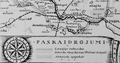 26 PAV. Fragmentas iš Latvijos žemėlapio, paskelbto 1920 m. latvių žurnale „Ilustrētā Žurnāla“ Nr. 2 (birželis).