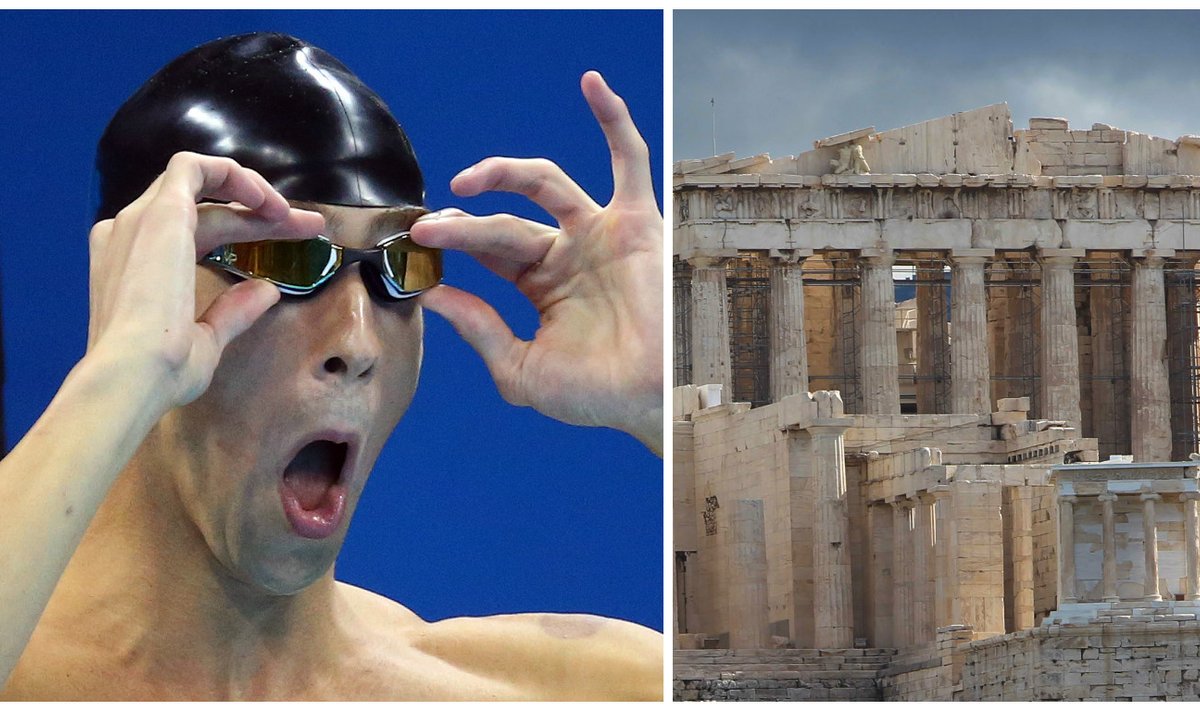 Michaelas Phelpsas, Akropolis (AFP-Scanpix, REUTERS-Scanpix nuotr.)