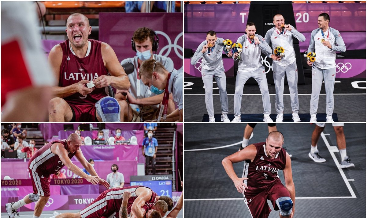 Edgaras Krūminis ir Latvijos rinktinė finale / FOTO: FIBA