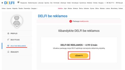 Kaip užsiprenumeruoti DELFI be reklamos?