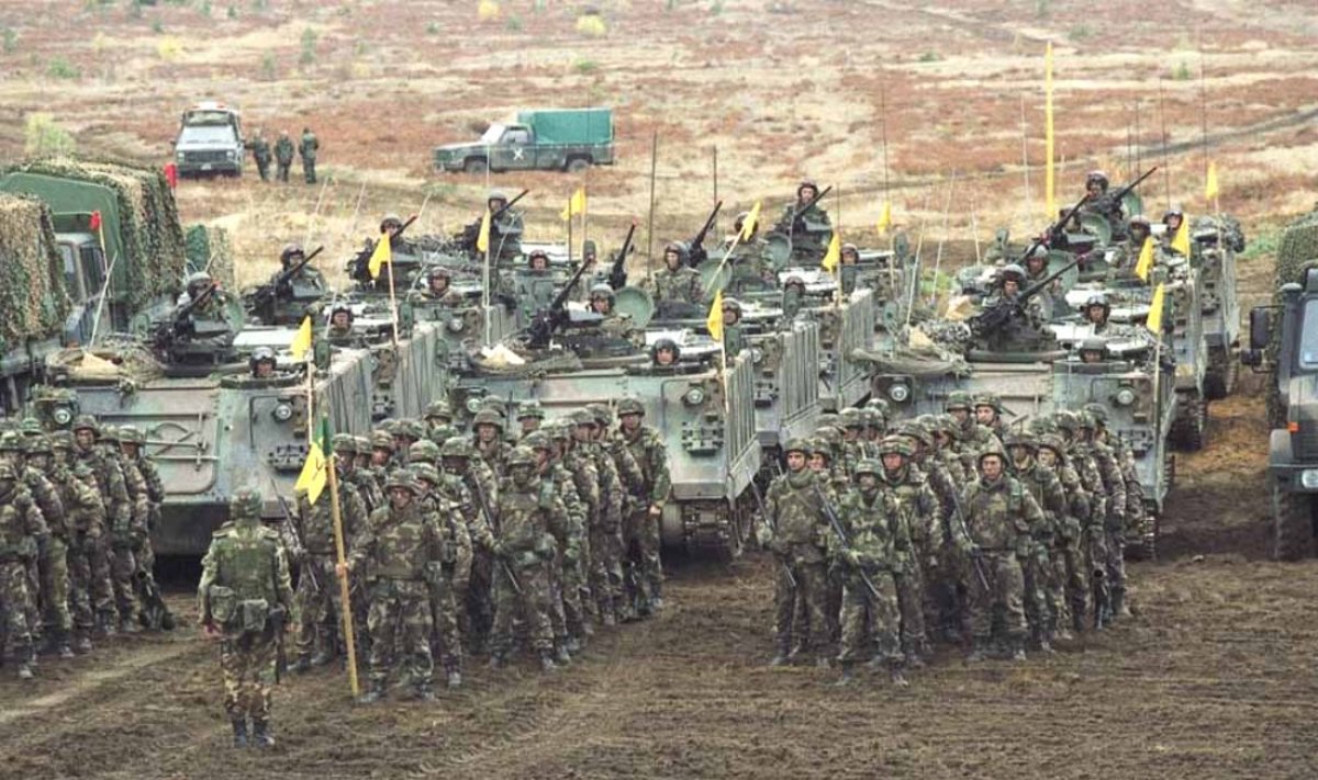 Lietuvos didžiojo kunigaikščio Algirdo mechanizuotojo pėstininkų bataliono kariai pratybų „Geležinis vilkas 2002“ metu