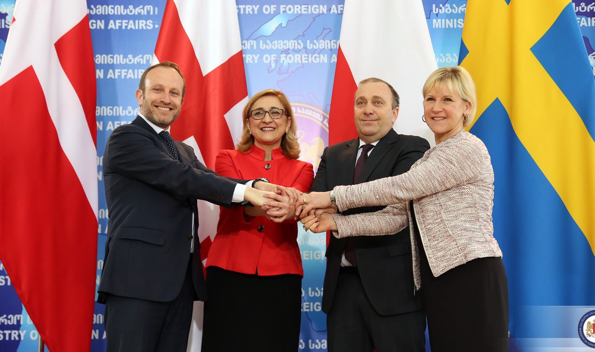 Georgia's Tamar Beruchashvili with foreign ministers of Poland, Denmark and Sweden