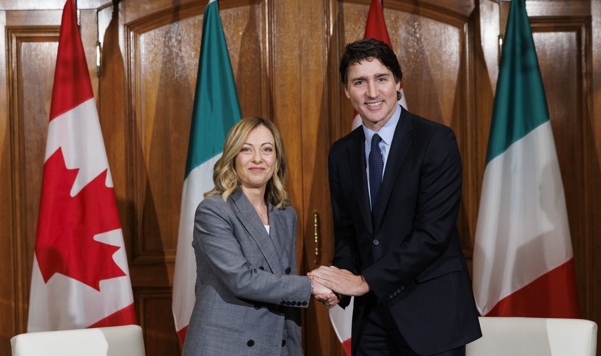 Kanados premjeras Justinas Trudeau rengė priėmimą Giorgiai Meloni
