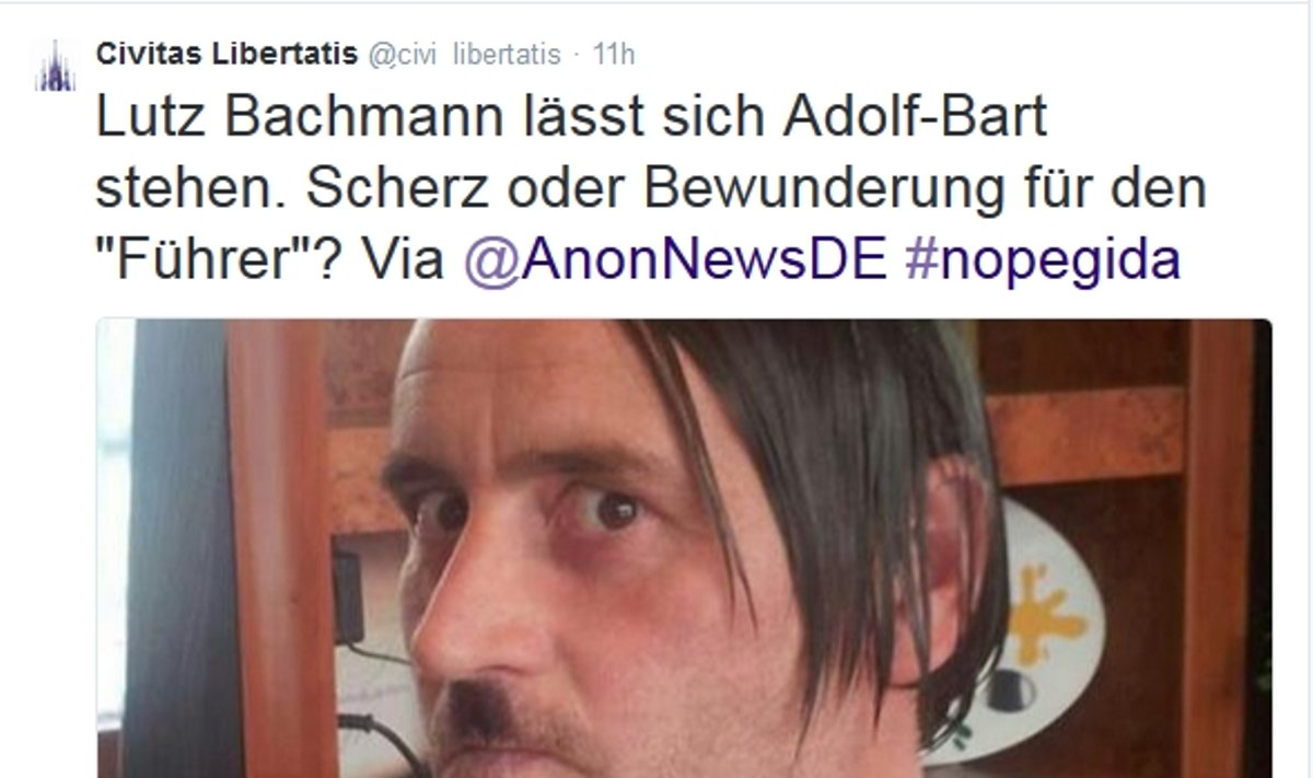 Lutzas Bachmannas  mėgdžioja Hitlerį