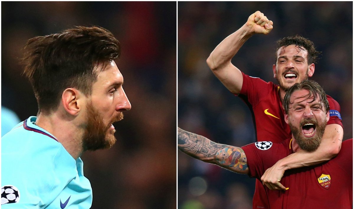 Lionelis Messi ir Roma žaidėjai 