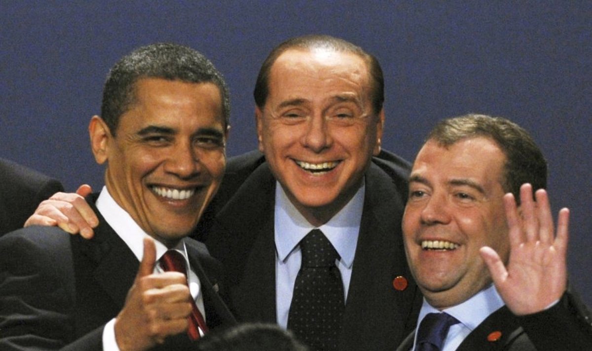 Barackas Obama, Silvio Berlusconi ir Dmitrijus Medvedevas