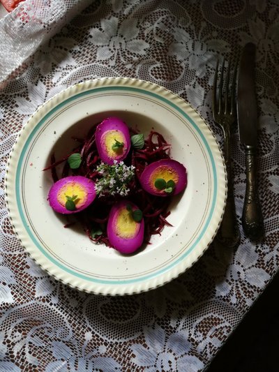 Rožiniai kiaušiniai, nuotr. „Kūmutės virtuvės“