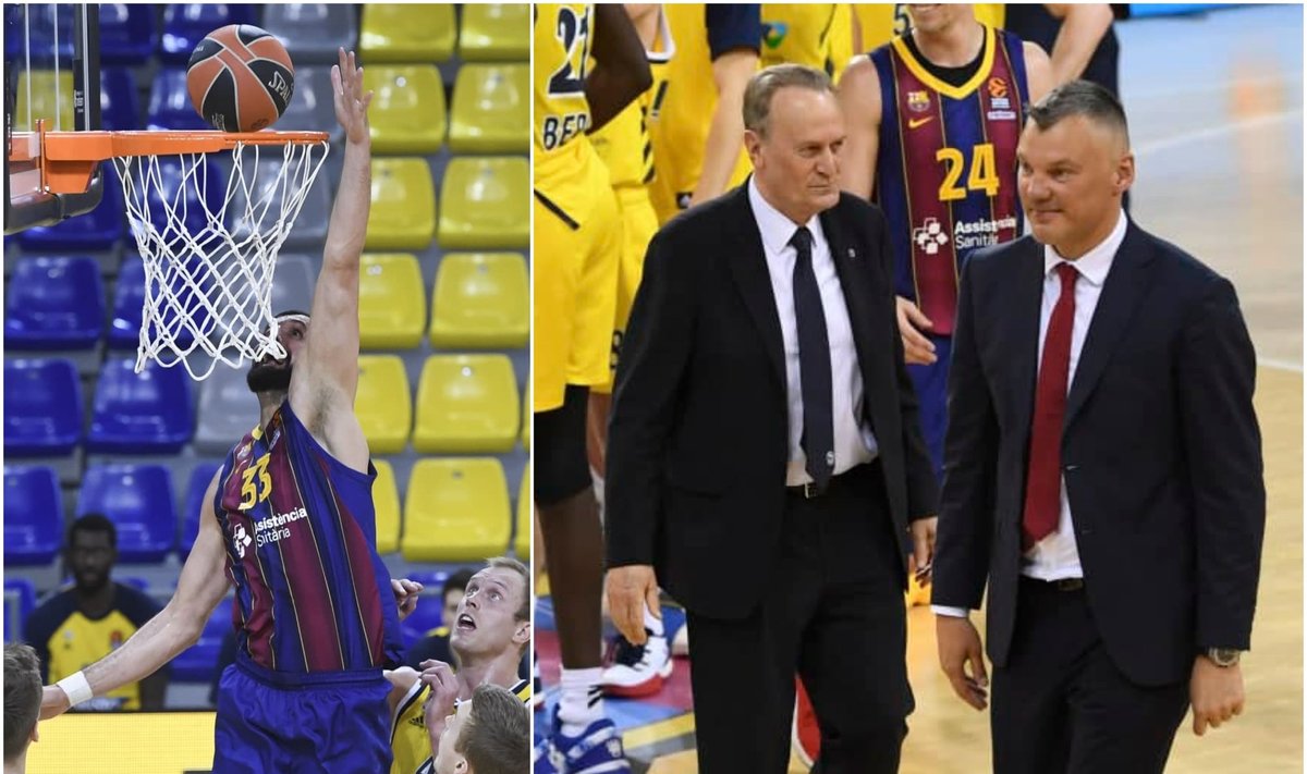 "Barcelona", Aito Garcia Renesesas, Šarūnas Jasikevičius / FOTO: "Barca Basket Twitter"