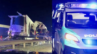 Была закрыта дорога Каунас-Мариямполе-Сувалки: столкнулись тягачи, погиб человек