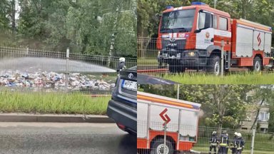 Vilniuje kilo gaisras – šiukšliavežėje užsiliepsnojo šiukšlės: vairuotojas degantį krovinį išvertė ant kelio