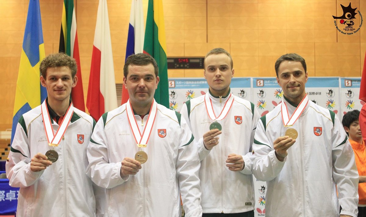 Pasaulio vicečempionais tapo (iš kairės) - K.Žižiūnas, G.Juchna, D.Takinas, V.Narkevičius (nuotrauka iš http2012wdttc.orgen)